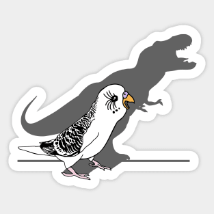 t-rex dinosaur shadow - white budgie Sticker